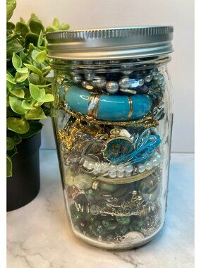 Vintage and Contemporary Wearable Mystery Jewelry Jar - Good Condition -6